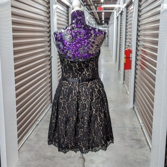 Neiman Marcus Robert Rodriguez Size 10 Black Lace Knee-lengthDress - Picture 2 of 9